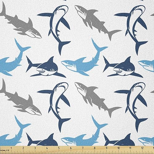 Miniatura 12 de Ambesonne - Tela de helado por The Yard, deliciosos alimentos fríos de verano en conos estilo Kawaii patrón ilustrado, tela decorativa