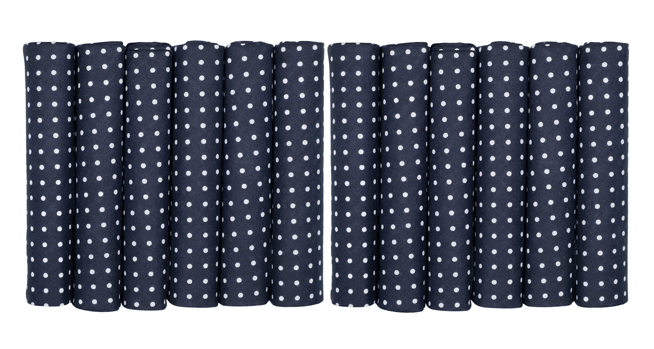 Mandittions Men's 2 Pks Navy Blue Two Packs Of 6 Spotted Cotton Handkerchiefs Navy Blue With White Spots