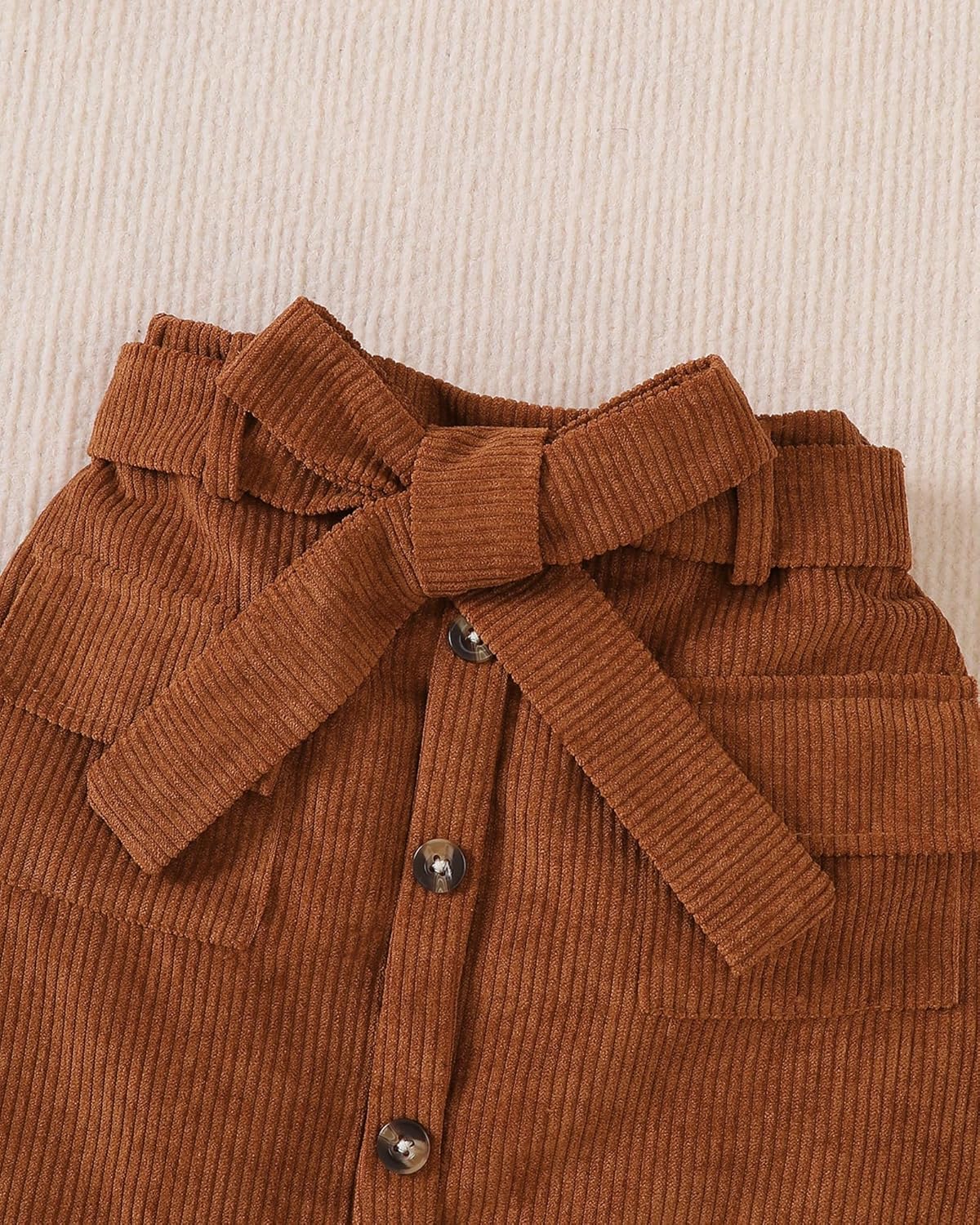 Toddler Girl Clothes Sets: Long Sleeve Ribbed Tops Button Mini Skirts Set Fall Winter Outfits for Toddler 2-7 Years - Image 6