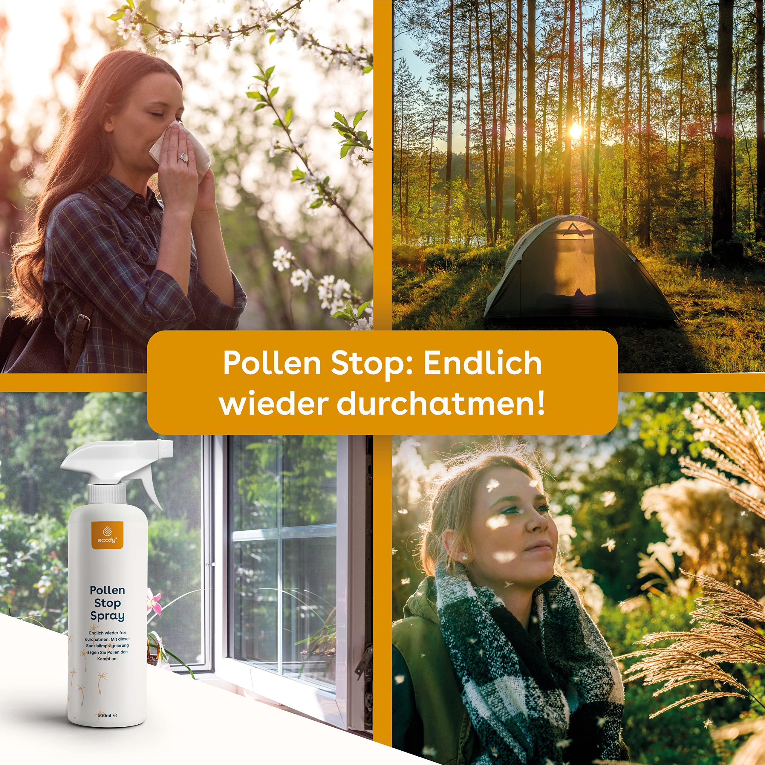 Protection contre le pollen Pollenstop Spray Protection contre les pollens Poussière Particules de suie Pour le traitement ultérieur des moustiquaires (0,5 l)