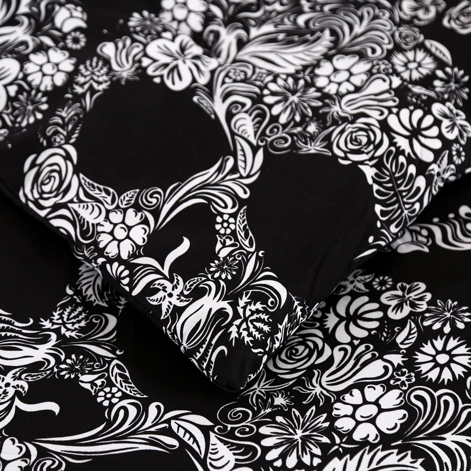 SDIII 3PCS Sugar Skull Comforter Set Twin Soft Microfiber Lightweight Goth Halloween Comforter Twin, Gothic Bedding Set for Kids Teens Skeleton Lovers