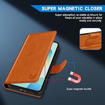 for Samsung Galaxy A16 Wallet Case Magnetic Closure 6.7 inch,Brown