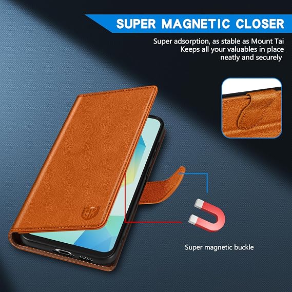 for Samsung Galaxy A16 Wallet Case Magnetic Closure 6.7 inch,Brown