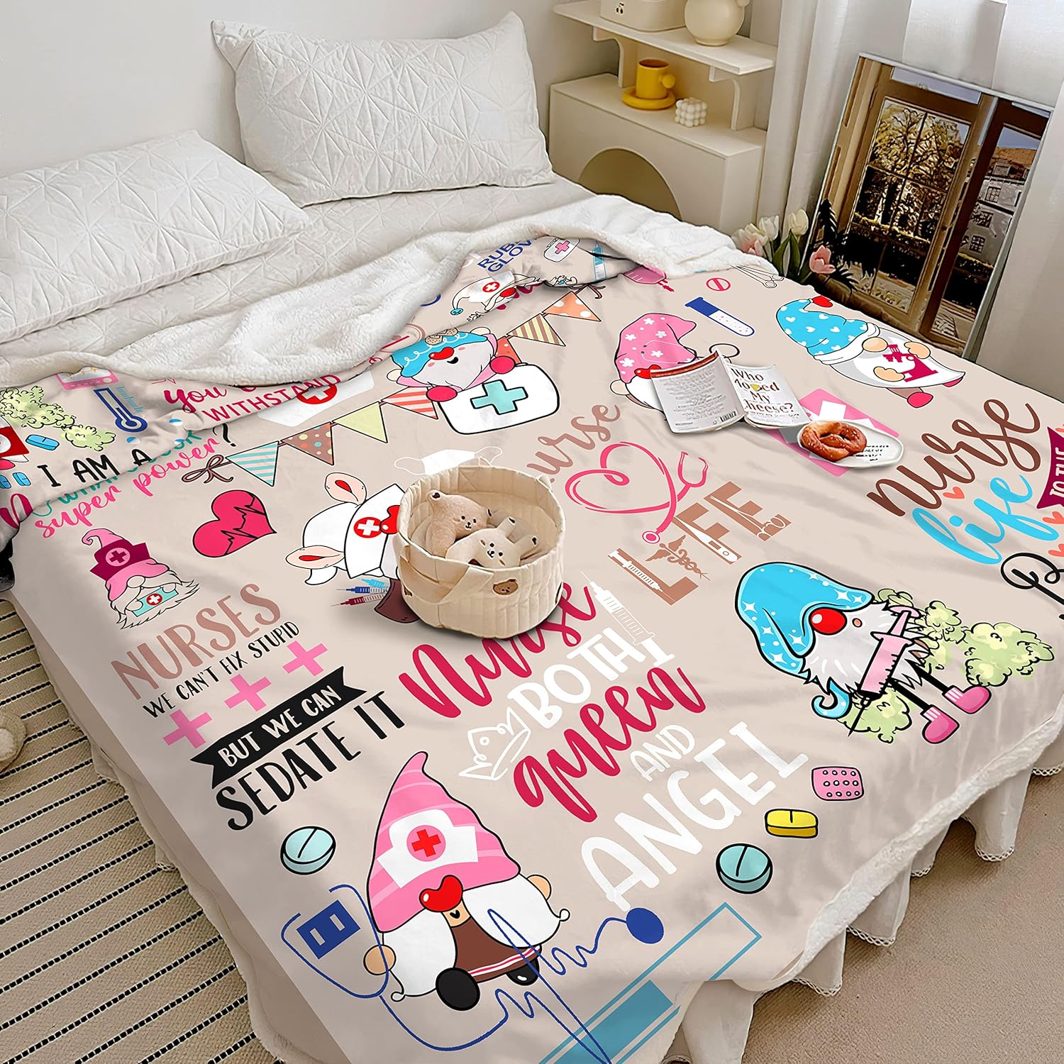 Nurse Appreciation Soft Fluffy Sherpa Warm Throw Blanket for Women, Nursing Students - Week Gift (H11, 50"x 60") - Image 3