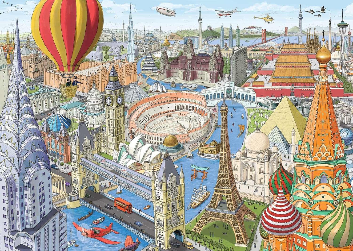 Ravensburger Around The World in 80 Days 1000 Piece Jigsaw Puzzle for Adults & Kids Age 12 Years Up