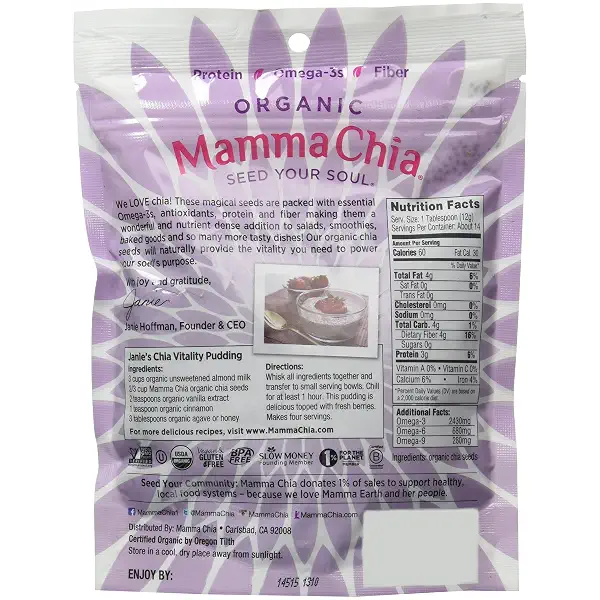 Mamma Chia Organic Seeds, Black, 6 Ounce (Pack of 2) 2
