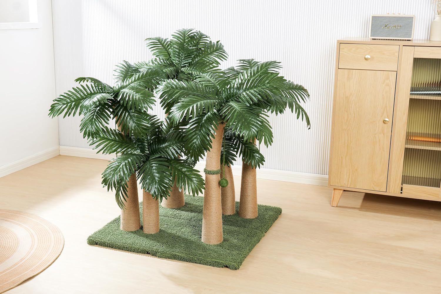 Palm Tree Cat Scratching Post with 16 Interactive Balls, Natural Sisal Rope Cat Scratchers for Indoor Cats, Multi-Combinable (2 x Style C, Style A & B)