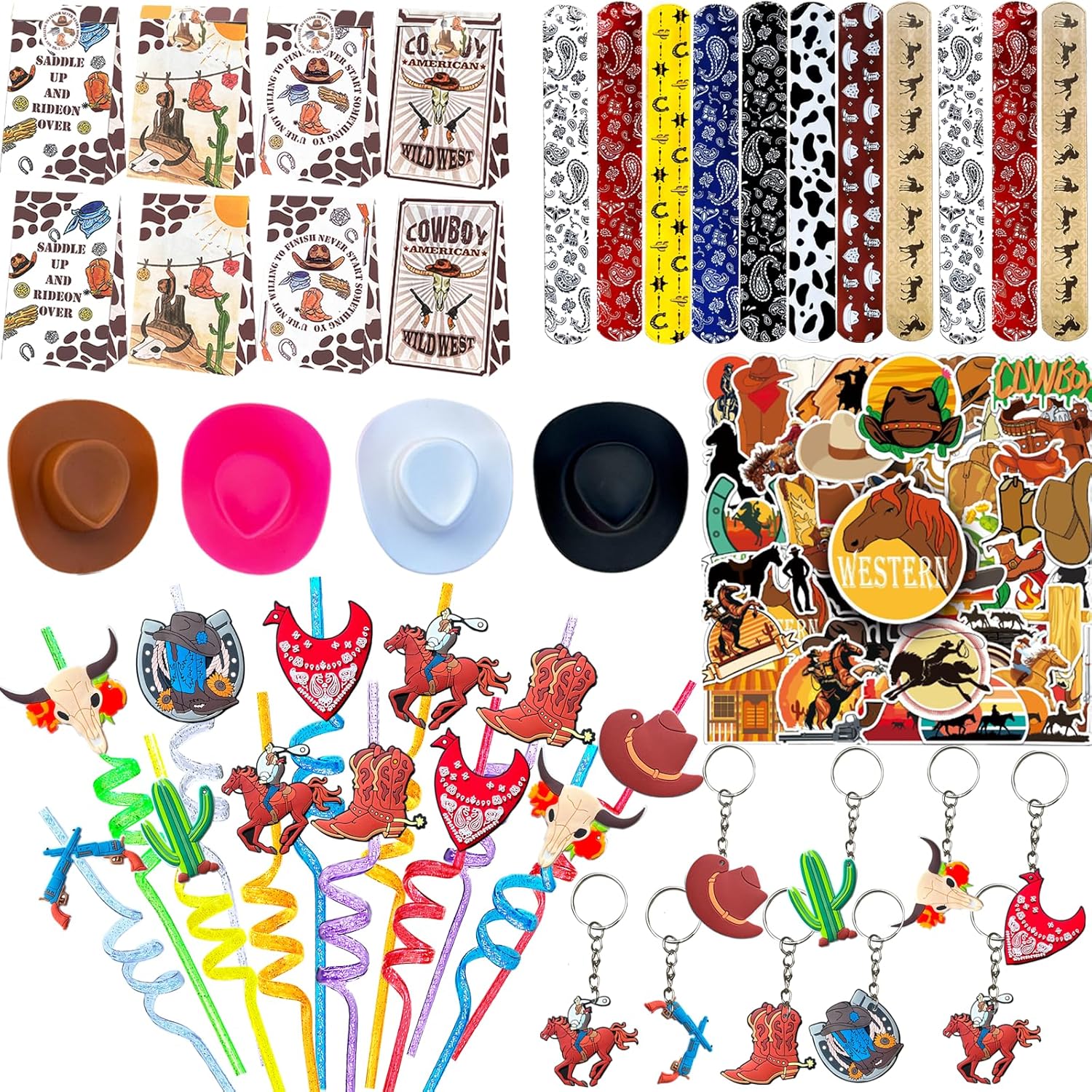 110 Pcs Western Cowboy Party Decoration ,Suitable for West Cowboy Themed Parties, Western Cowboy Party Favors,Suitable for Gifting Cowboy Playset Pack for Birthday Favors