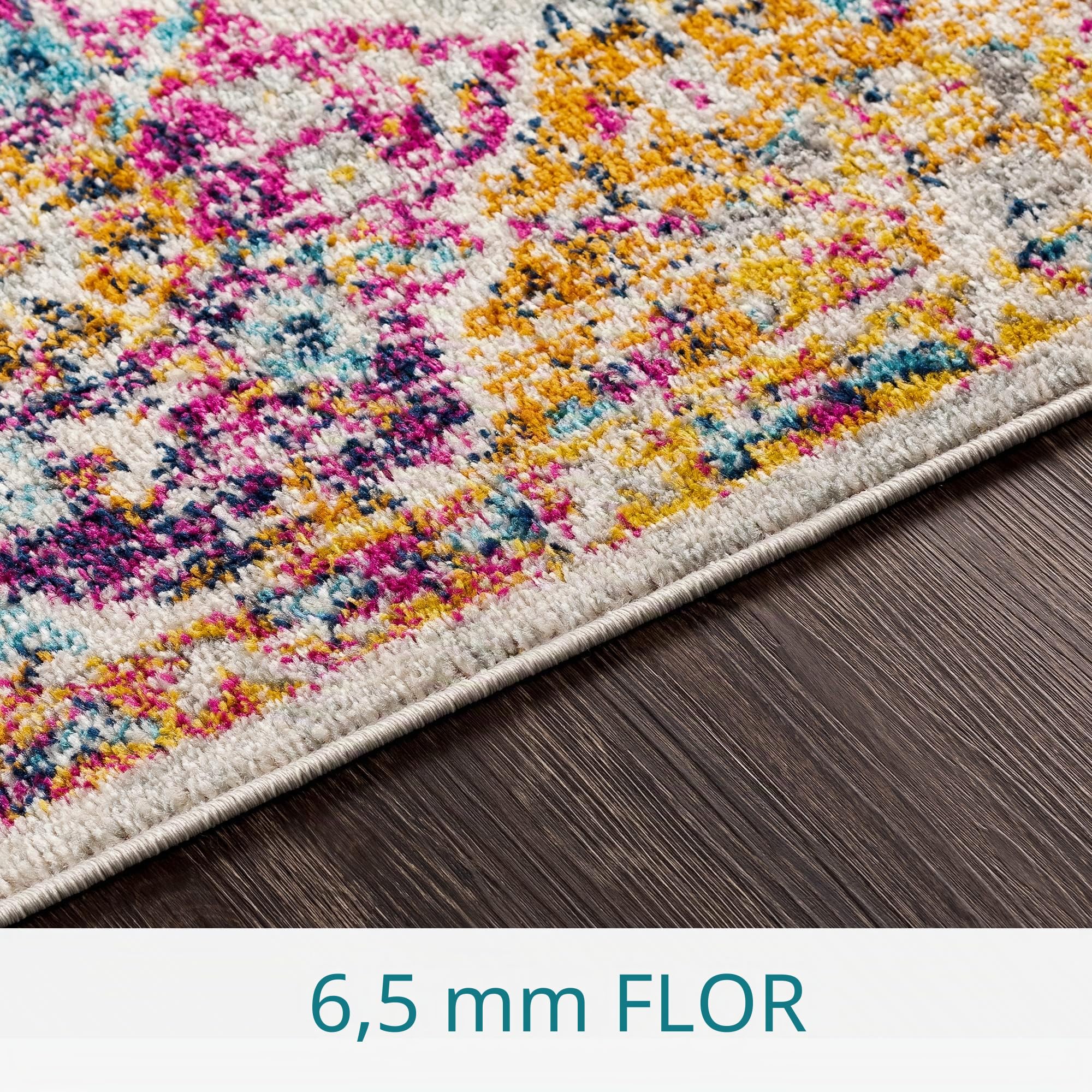 Livabliss Sicily Vintage Teppich groß - Teppich Wohnzimmer 160x220 cm, Esszimmer, Schlafzimmer, Orientalischer Teppiche Boho Style - Carpet Living Room, Bunter Muster, Senfgelb, Orange, Weinrot, Blau