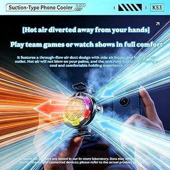Magnetic Phone Cooler for Gaming, RGB Semiconductor Cooling Fan for iPhone and Android Phones, Portable Mobile Phone Radiator with 3 Cooling Modes, Quiet Cooling Fan for Gaming (Black)