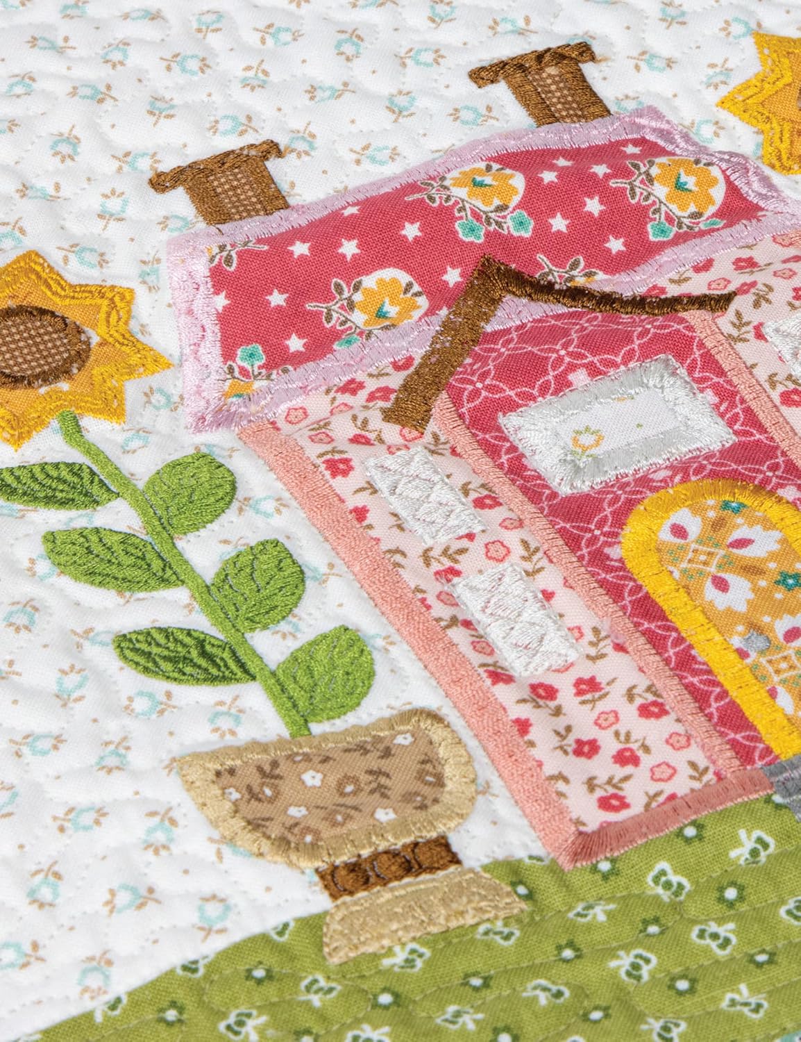 Lori Holt Home Town Quilt – in-The-Hoop Machine Embroidery Project – 2 Quilt Sizes Included – Customized Embroidery Stitches & Quilting Techniques – Formats: DST, EXP, HUS, JEF, PES, VIP, VP3, XXX