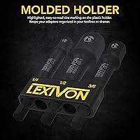 Vista 2 de LEXIVON [Paquete de 2] Juego de adaptadores de enchufe de grado de impacto, broca de extensión de 3 pulgadas con soporte, 3 unidades de 1/4, 3/8