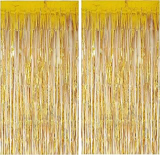 زدست 4 تويز ستائر حائط خلفية بشراشيب معدنية لتزيين الحفلات ذهبي 3 قدم × 6 مجموعة من قطعتين البوليستر زيست عدد القطع: 2، من زيست 4 تويز