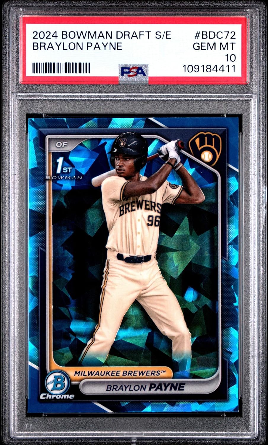Graded 2024 Topps Bowman Sapphire Edition Braylon Payne #BDC72 Rookie RC Baseball Card PSA 10 Gem Mint