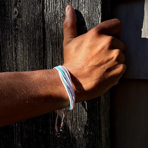 Miniatura 2 de Transgender Pride Bracelet Handmade Woven LGBTQ Trans Pride MTF FTM String Bracelet with Hematite Stones by Rumi Sumaq