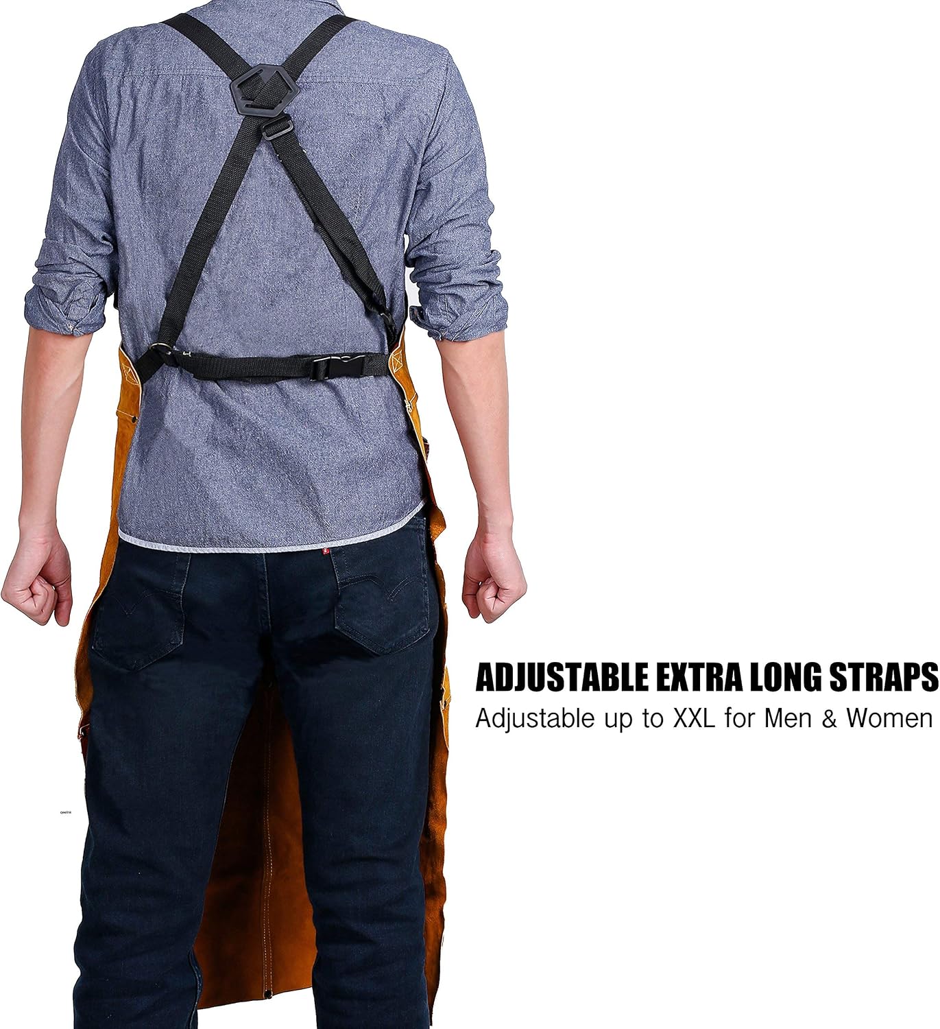 Leather Welding Apron with Welding Sleeves + Welding Hood - Heat & Flame Protection - Adustable M to XXXL for Men & Women image 4