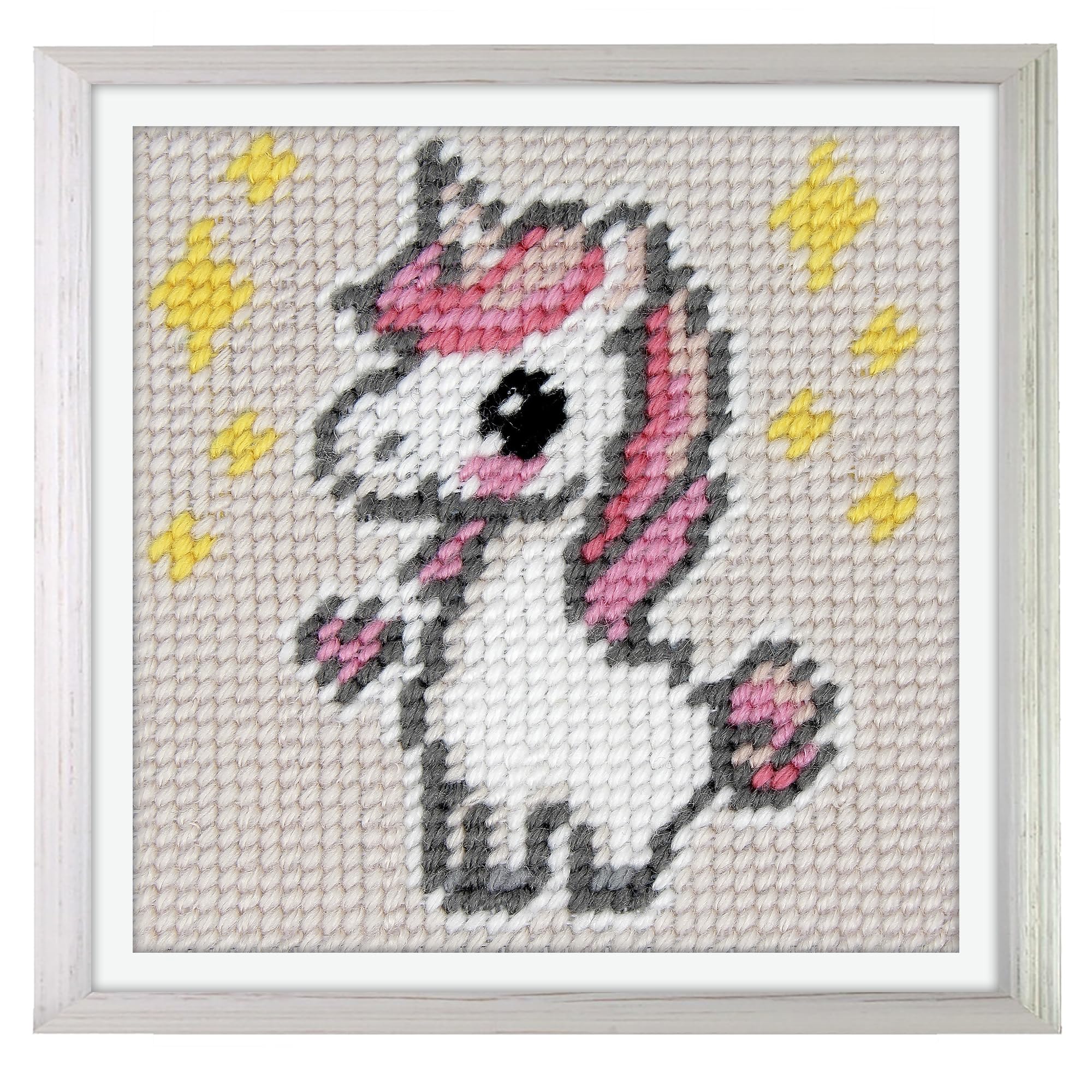 Trimits Half Stitch/Tapestry Kit Unicorn with Printed Canvas (17 x 17cm), Acrylic Yarns, Plastic Needle, Colour-Coded Chart and Instructions - Cross Stitch Craft Activity — image 1