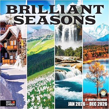 RED EMBER Brilliant Seasons 2026 Wall Calendar 12 Month | 12" x 24" Open | Thick & Sturdy Paper | Giftable | Scenic Landscapes Nature Calendar 2026