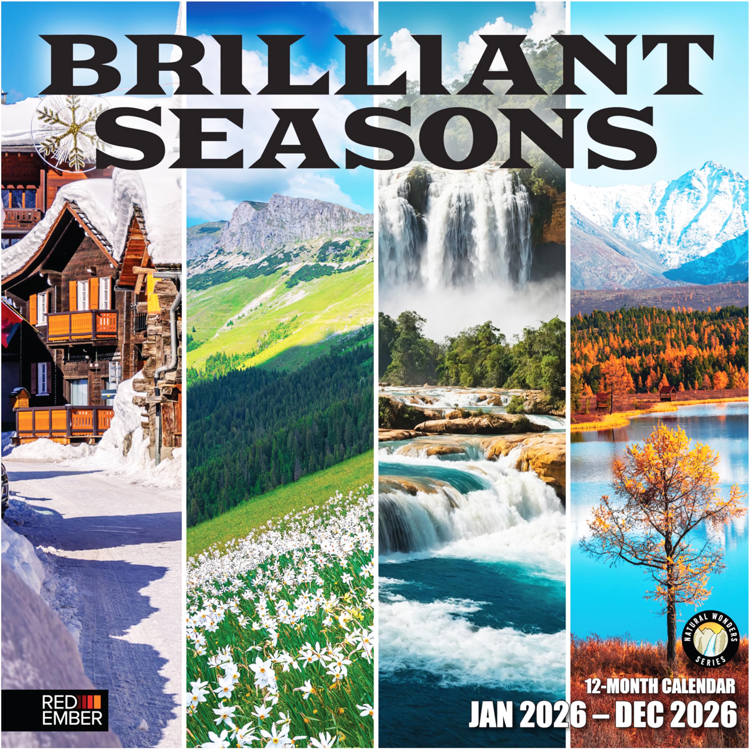 RED EMBER Brilliant Seasons 2026 Wall Calendar 12 Month | 12" x 24" Open | Thick &amp; Sturdy Paper | Giftable | Scenic Landscapes Nature Calendar 2026