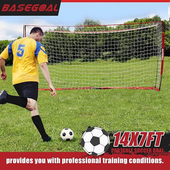 BaseGoal Soccer Goal for Backyard,with Bow Frame and Agility Ladder
