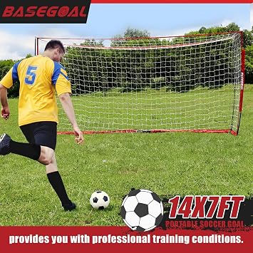 BaseGoal Soccer Goal for Backyard,with Bow Frame and Agility Ladder