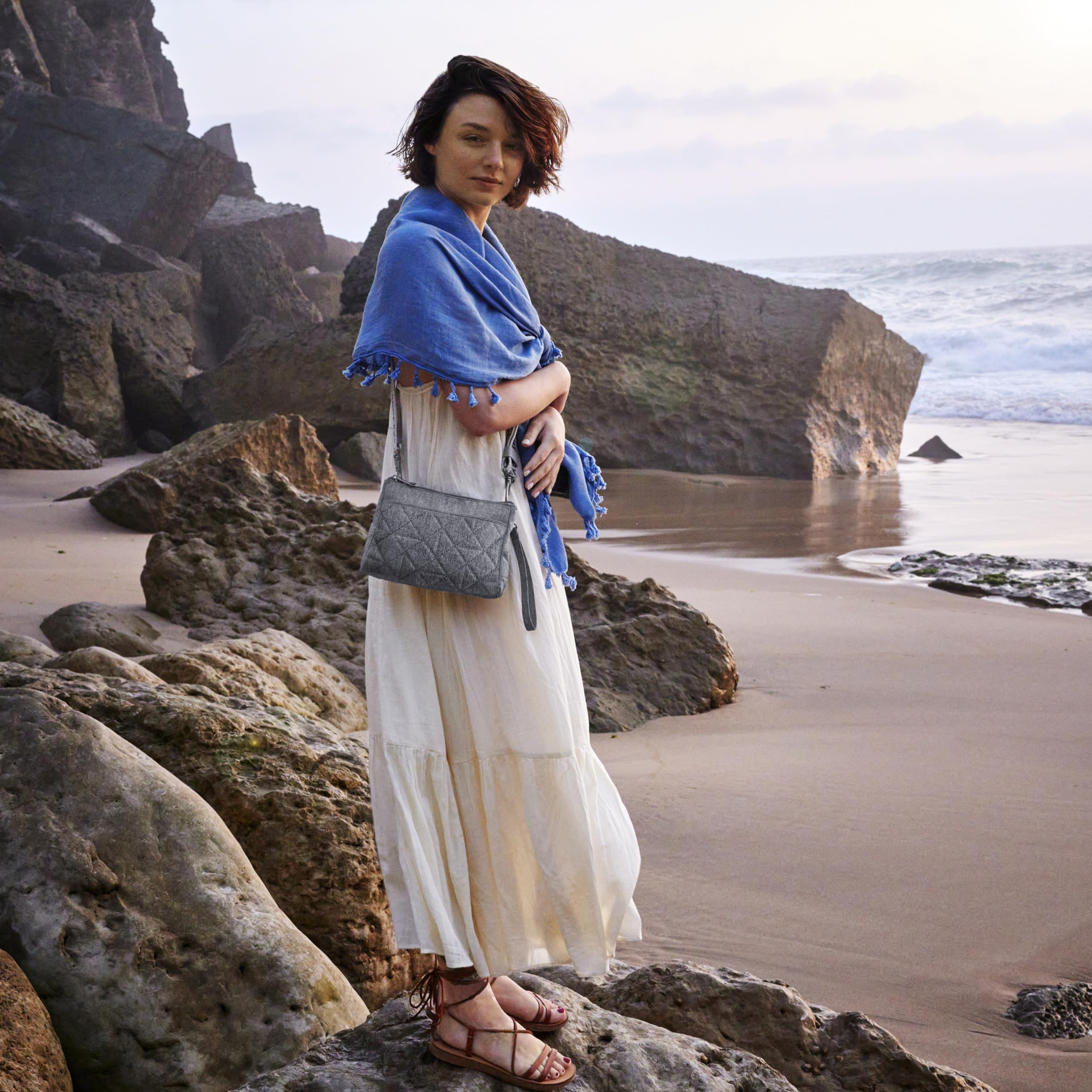 Travelon unisex-adult Anti-Theft Boho Clutch Crossbody, Lush Blue, One Size