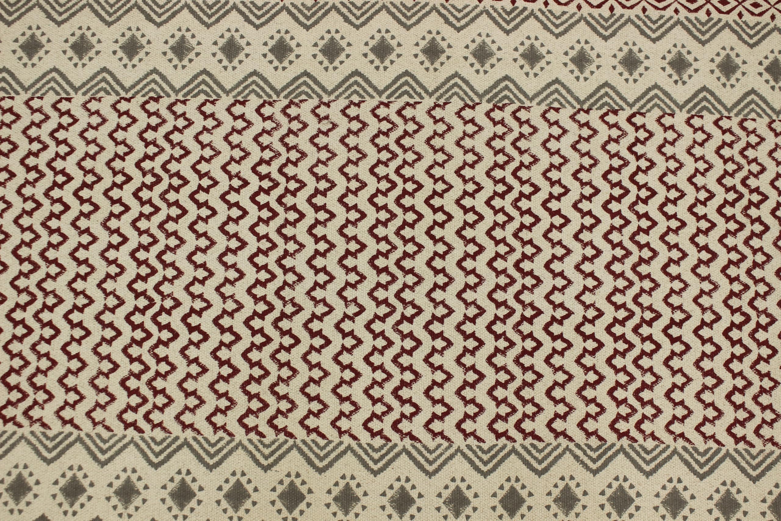 Kelim-Läufer, 2,6 x 18 cm, roter und Grauer Flachgewebe-Läufer für drinnen und draußen, 0,19 Zoll, steinwaschbarer Baumwollteppich, Boho-Teppiche für Küche, Eingangsbereich