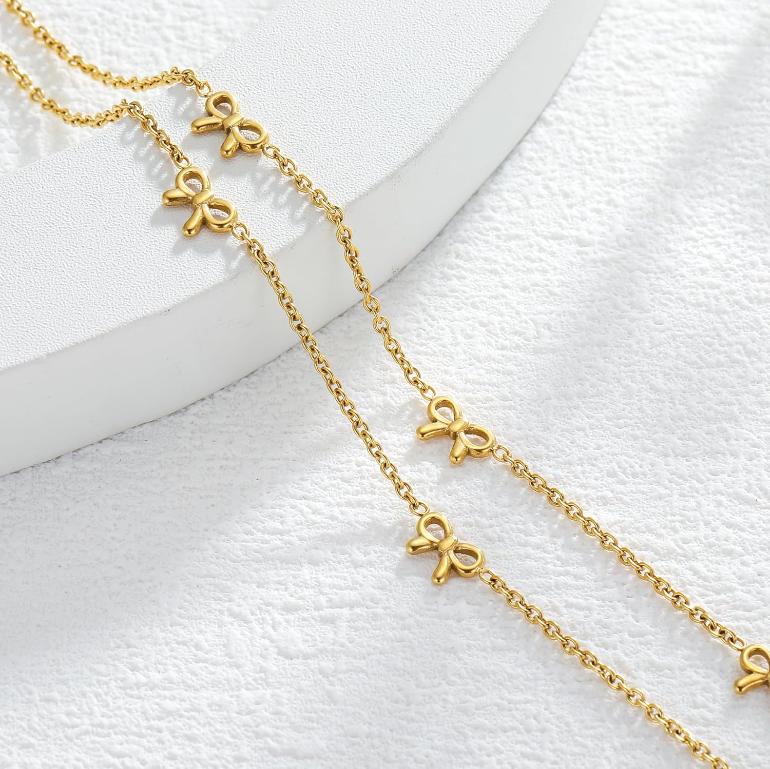 YADUDA Gold Bow Necklace for Women 18K Gold Plated CZ Dainty Bow Pendant Choker Necklace Cute Small Tiny Bow Station Choker Chain Necklace Trendy Jewelry Gift - Image 5