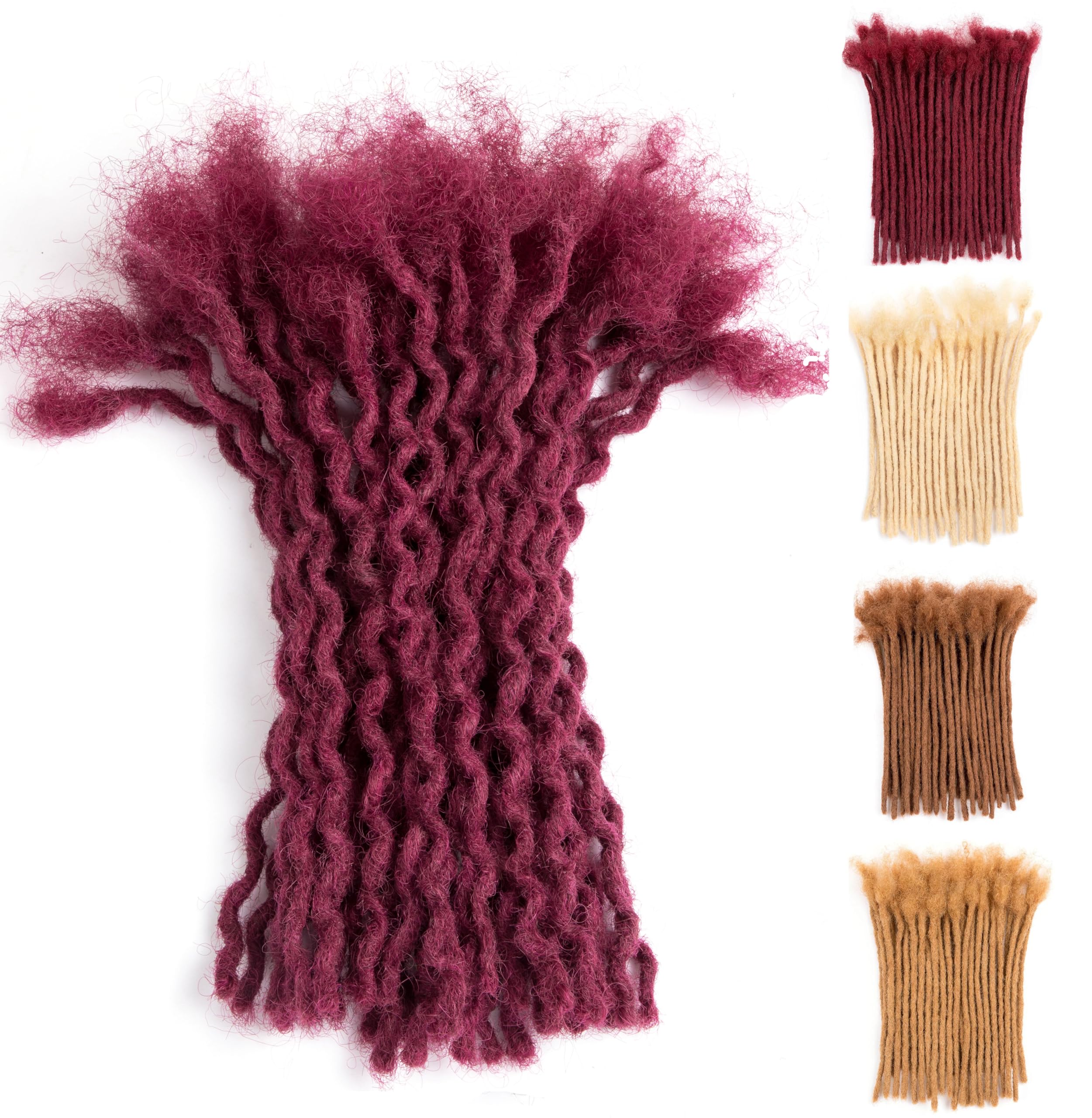 DAIXI 0.4cm Thickness 70 Strands 8 Inch #Bug 100% Real Human Hair Curly Wave Dreadlock Extensions for Man/Women Full Handmade Permanent loc Extensions