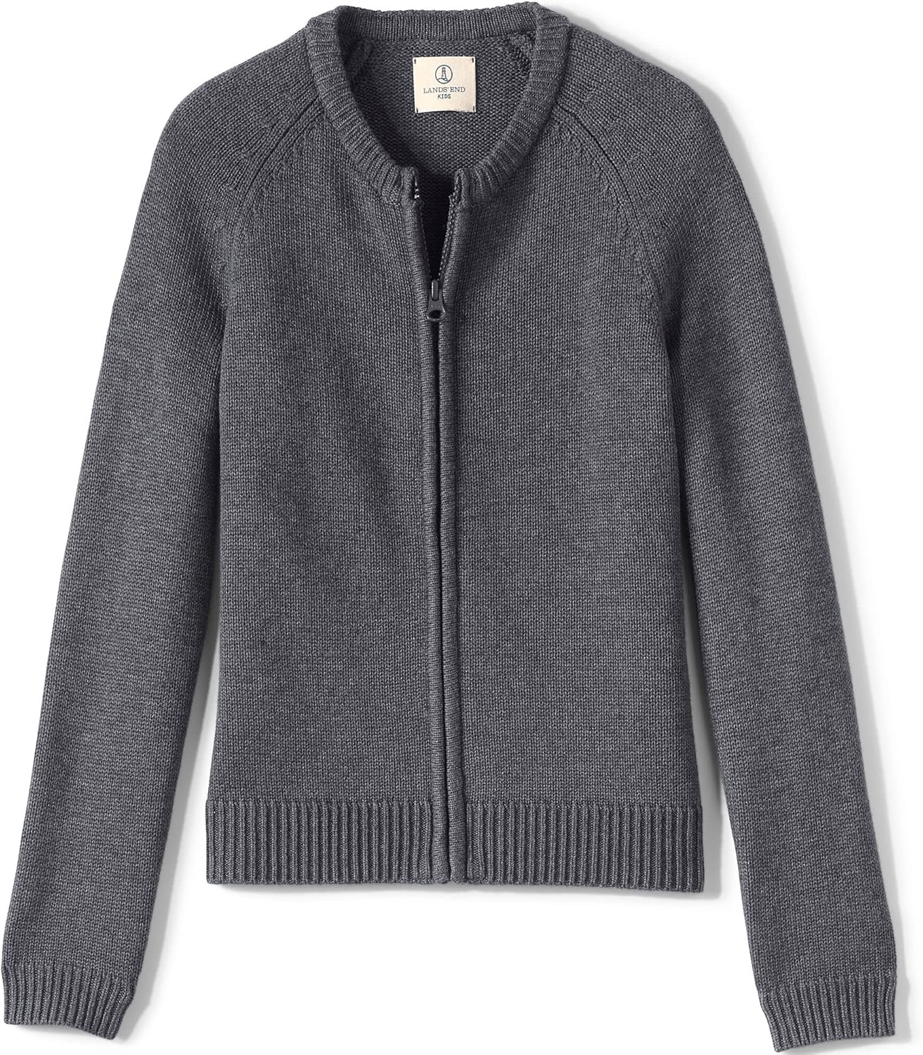Lands' End School Uniform Girls Cotton Modal Zip-Front Cardigan Sweater