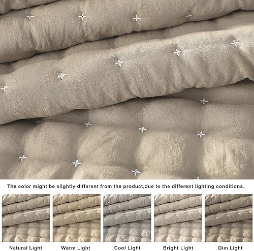 Miniatura 10 de WDCOZY - Juego de colcha con fundas de almohada, colcha ligera y suave, manta acolchada y delgada, para todas las estaciones, 3 piezas, 104 x 90