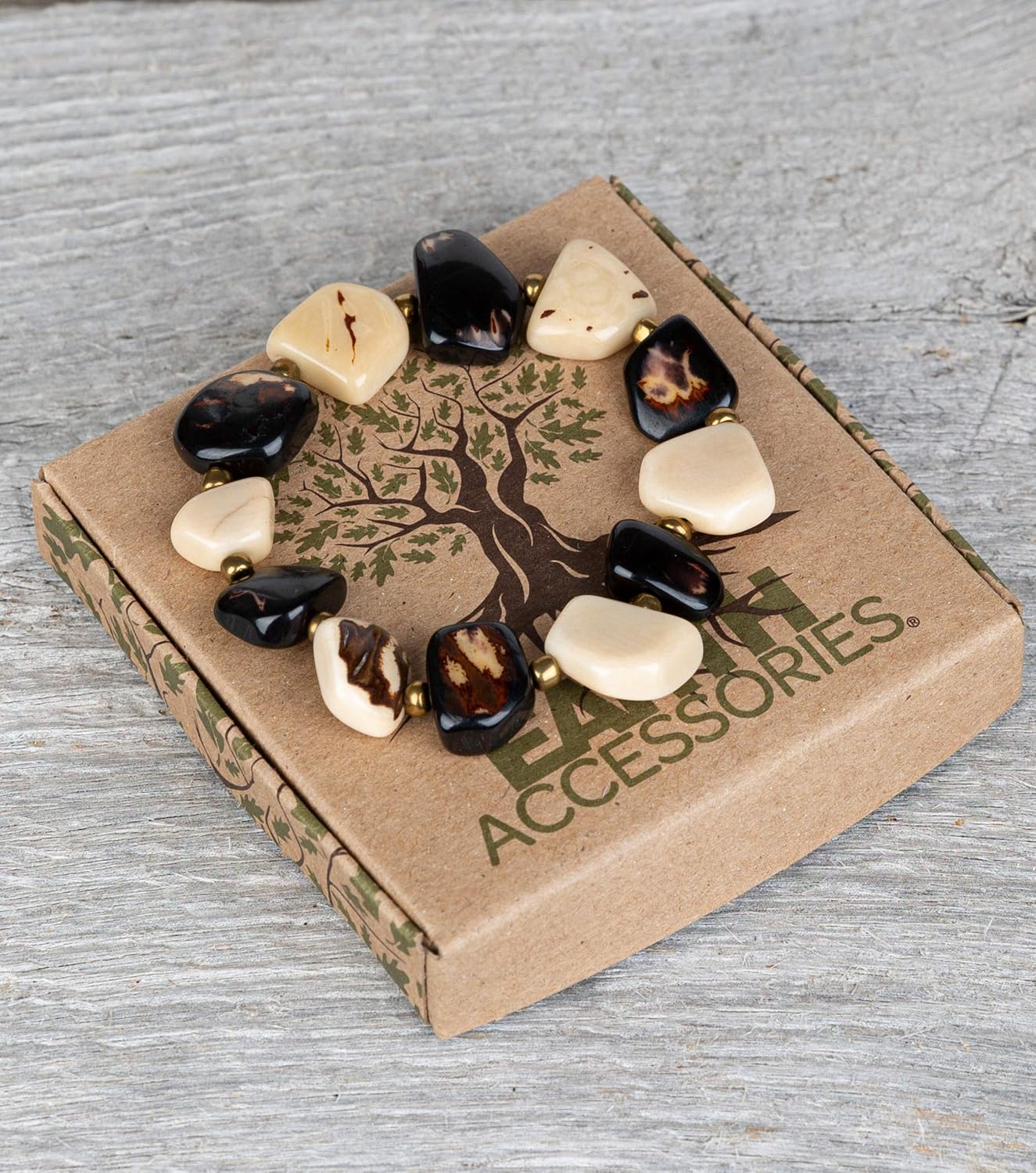 Earth Accessories Organic Tagua Nut Women's Stretch Bracelet Handmade Fair Trade Colorful Bangle Large Beaded Bracelets for Women in Multiple Colors