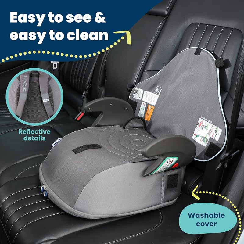 Trunki BoostApak 2in1 Ülésmagasító és Hátizsák - i-Size Utazó Gyerekülés 6+ Éveseknek, 8L Kézipoggyász Méretű, 126-150 cm Magassághoz - Szür