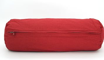 Adam Home Support Bed Bolster Pillow Cushion With Red Cover 100% Cotton Dyed Cases Small-10x37 Cm