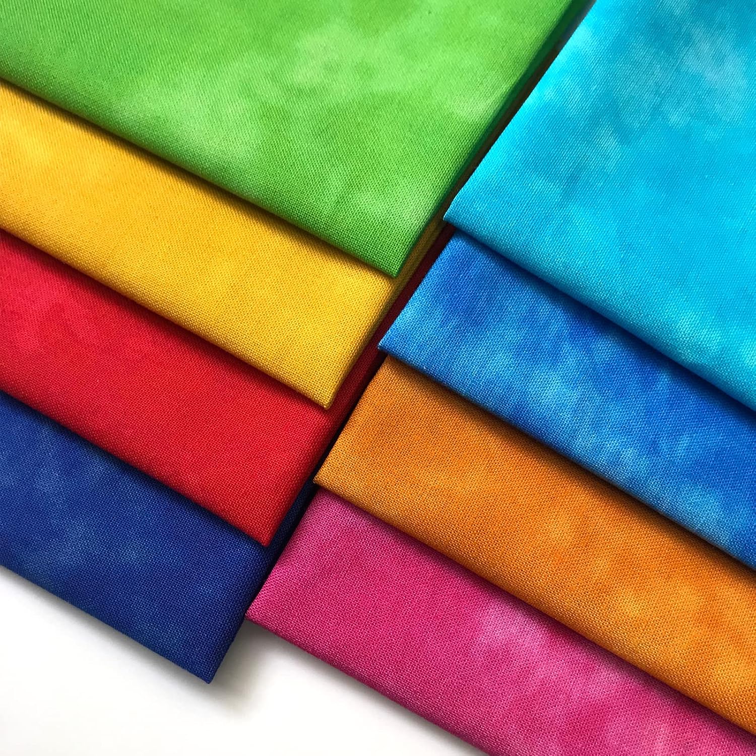 Quilting Fabric 100% Cotton Craft Fabric Bundle Squares Fat Quarters Multicolored for Patchwork DIY Sewing Scrapbooking (8 Pieces, Tie-dye, 20x25cm)