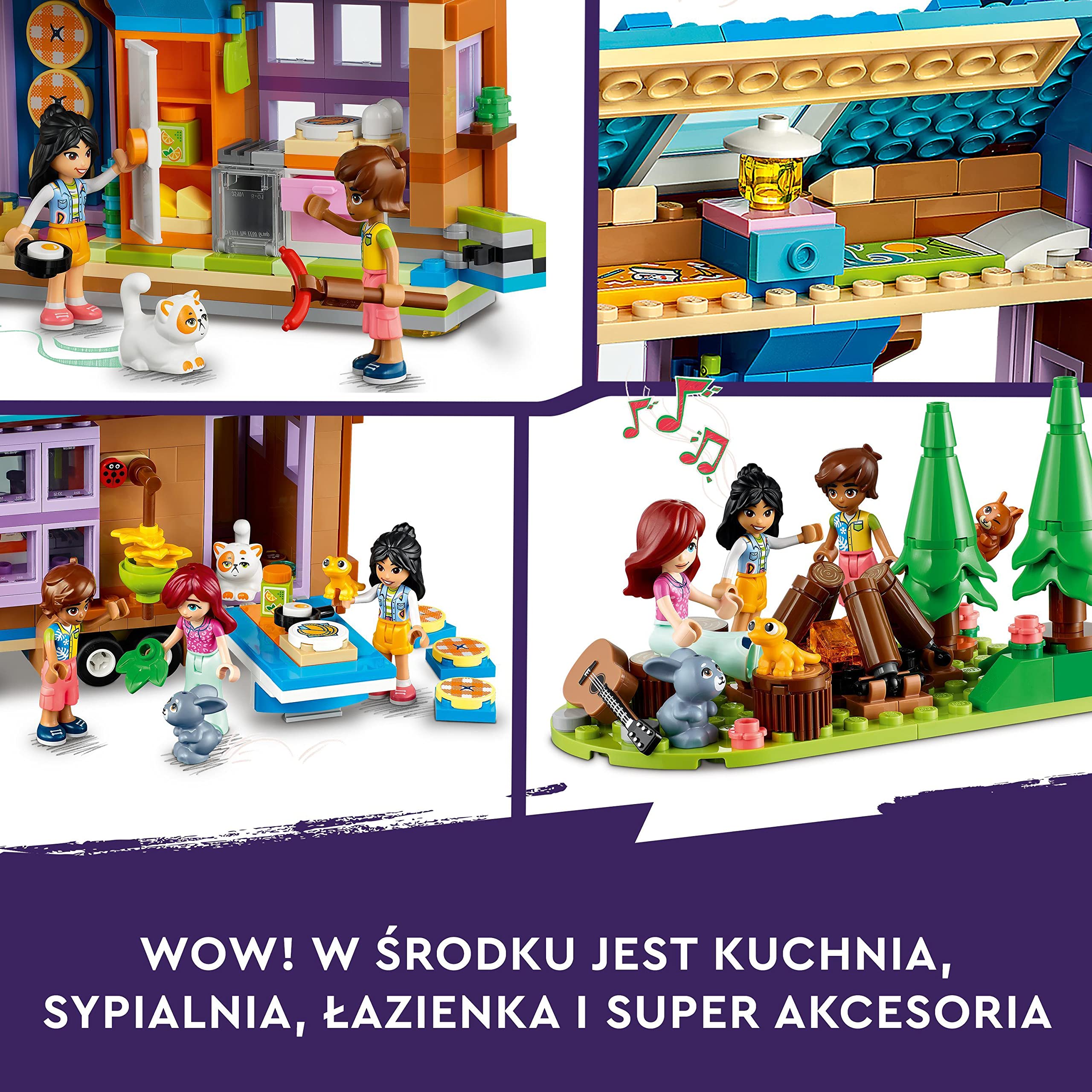 LEGO Friends Mobilny domek, zestaw do zabawy w domek dla lalek z samochodem, Leo i Liann, pomysł na prezent dla dziecka - dla 7-latka, chłopca i dziewczynki, postacie z serii 2023, 41735