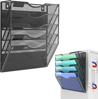 Gawerk Magnetic Wall File Holder – Magnetic Paper & Document Organizer for Home and Office (5 Tier)
