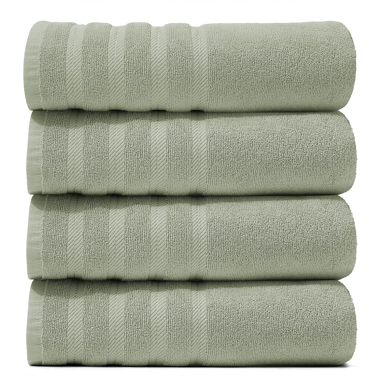 Hearth & Harbor Bath Towels for Bathroom - 100% Ring Spun Cotton Luxury Bathroom Towels - Soft & Highly Absorbent 4 Bath Towels, Sage Green