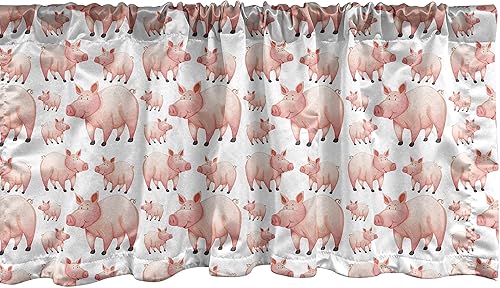 Miniatura 20 de Lunarable Cenefa de ventana abstracta contemporánea, líneas irregulares monocromáticas y nodos patrón curvilíneo, cenefa de cortina para decoración