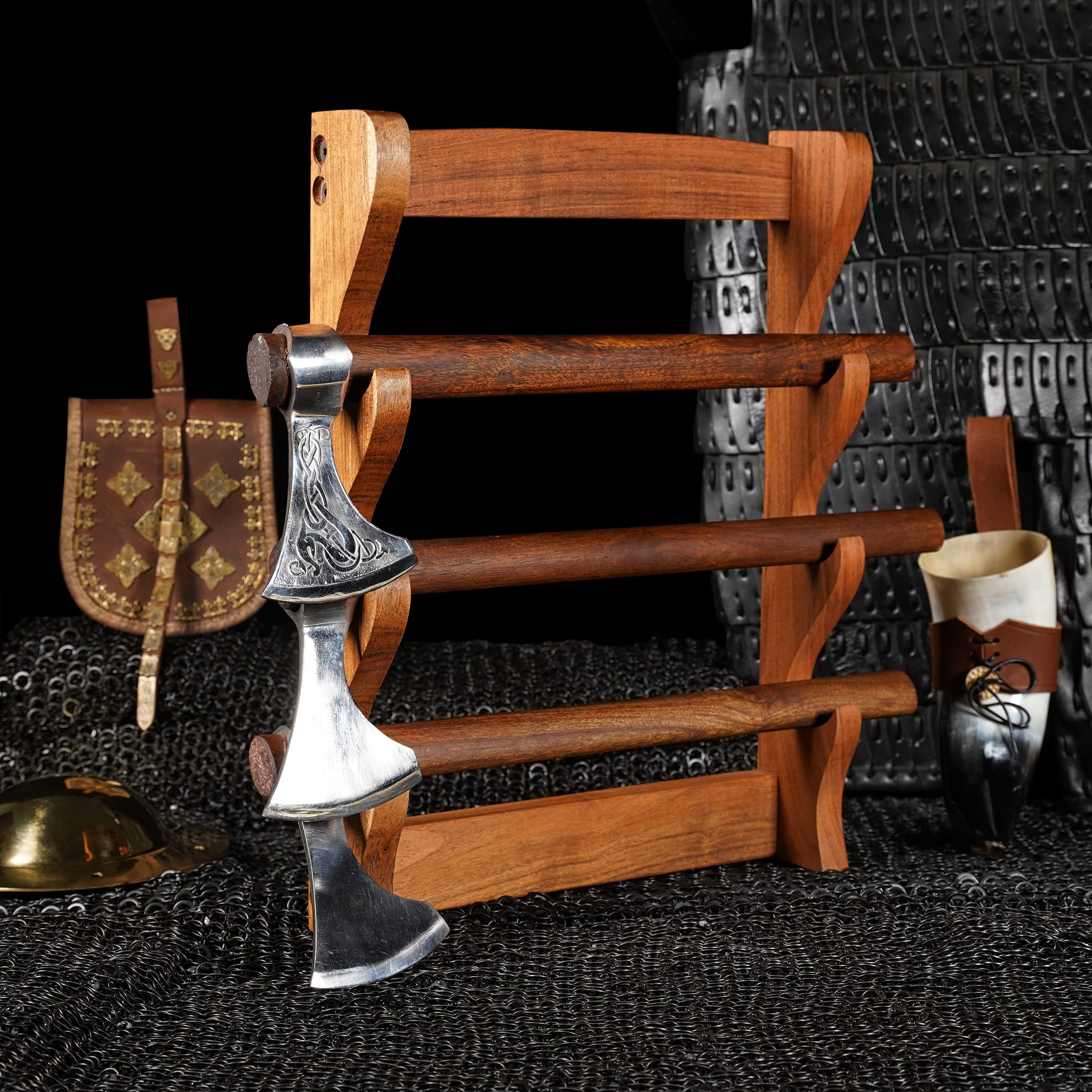 Buy Mythrojan Solid Wood Sword Stand Medieval Sword Wall Mount Samurai