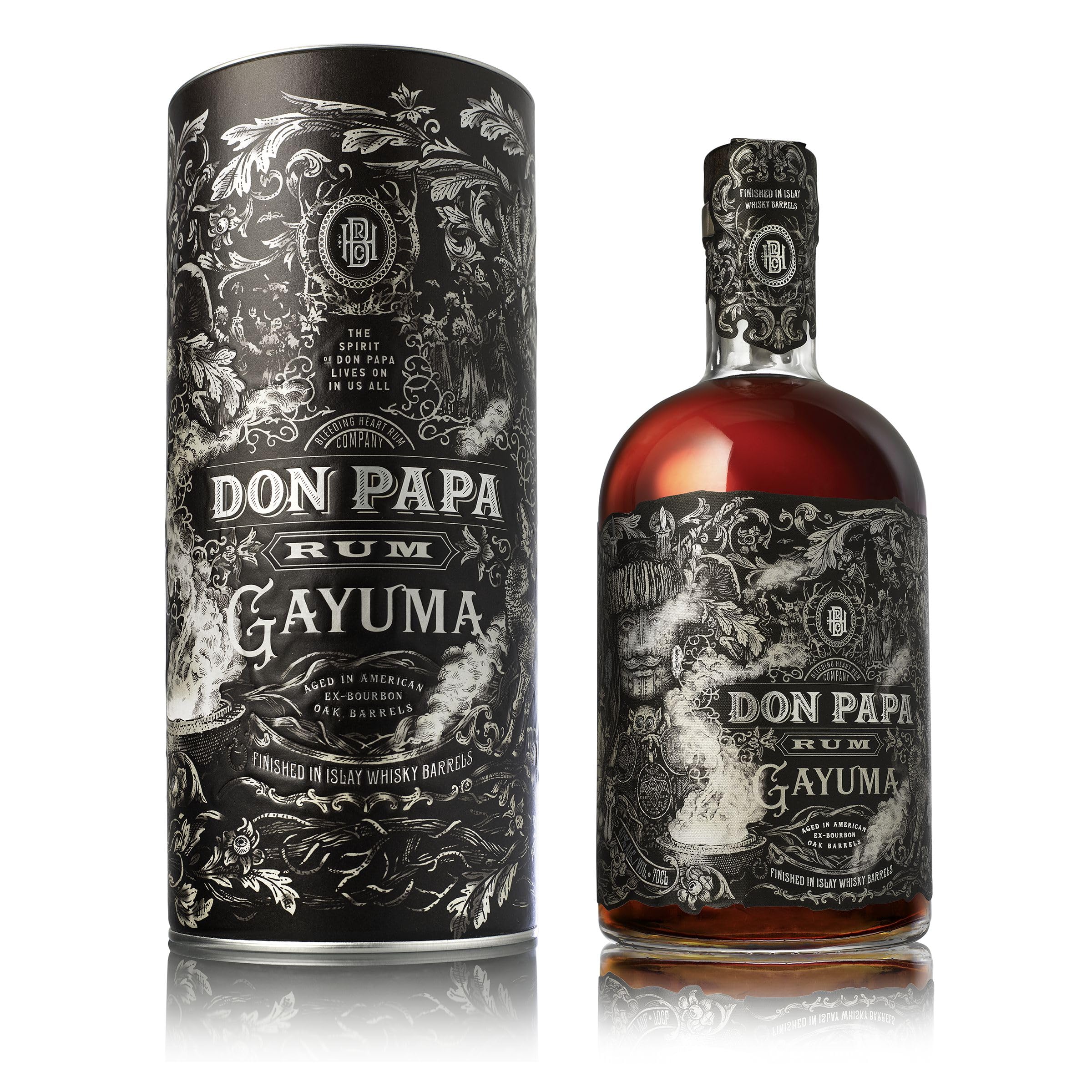 Don Papa Gayuma 70cl, 40 percent ABV, Islay Whiskey Barrel Finished Rum, 100 percent sugarcane molasses from Negros, Philippines, Smokey, spicy, complex, and balanced, The ultimate nightcap