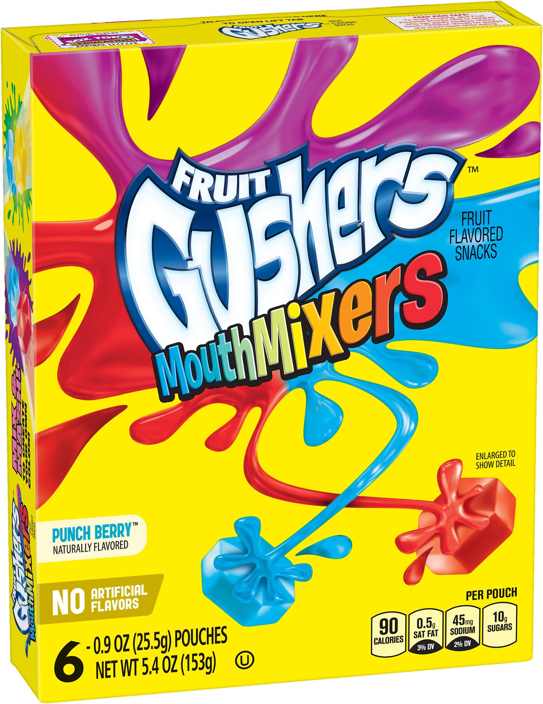 Gushers Fruit Gushers Fruit Flavored Snacks (6 Pouches) Box of 1 (Mouth Mixers)