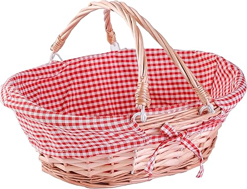 Miniatura 3 de Juego de 3 cestas ovaladas de sauce con asas desplegables dobles, cestas de regalo de mimbre para regalos, cesta de picnic de vino, cesta de mimbre