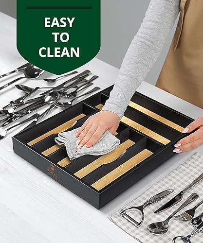 Miniatura 9 de ROYAL CRAFT WOOD Estante para utensilios de cocina de bambú premium elegante organizador y espacioso soporte para utensilios para almacenamiento de