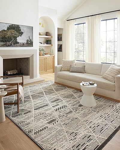 Loloi II Fabian Collection FAB-03 - Alfombra cuadrada de 7'-10" x 7'-10" carbónmarfil