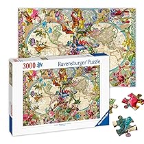 Ravensburger Puzzle 3000 Pezzi Mappamondo Flora e Fauna – Puzzle Adulti +14 anni, 121 x 80 cm, Puzzle per Adulti per Esperti, Collezione 3000 Pezzi, Idee Regalo
