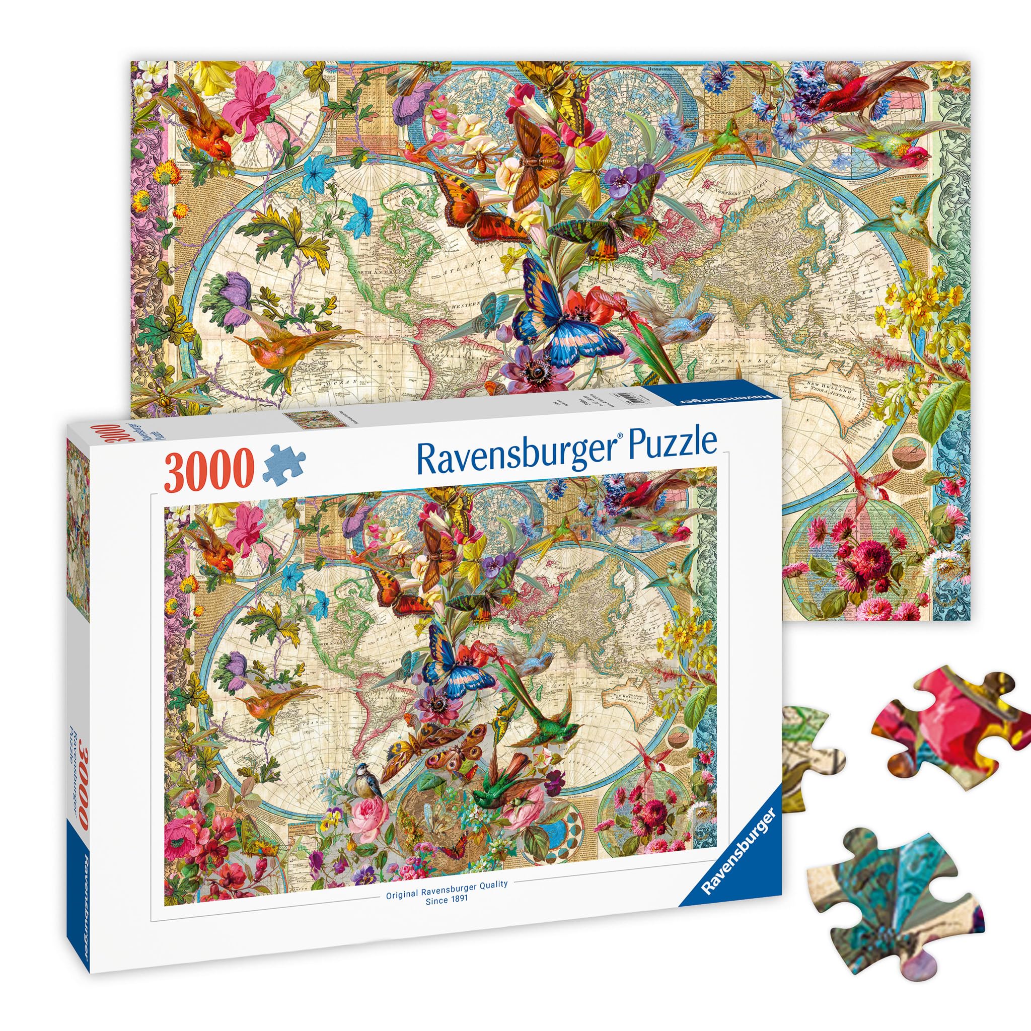 Ravensburger - Puzzle Mappamondo Flora e Fauna, 3000 Pezzi, Idea Regalo, per Lei o Lui, Puzzle Adulti