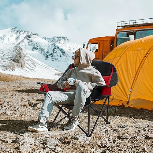 Miniatura 2 de Silla de campamento de gran tamaño, sillas de camping plegables portátiles con bolsillo lateral, portavasos y bolsa de transporte, sillas de