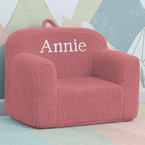 Miniatura 4 de Delta Children Silla Cozee de sherpa personalizada, personalizable con nombre, silla de espuma para niños a partir de 18 meses, color rosa