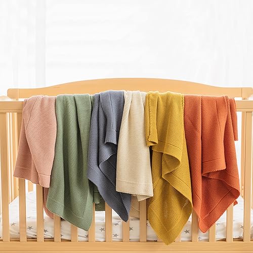 Miniatura 8 de Natemia Manta de punto para bebé, algodón orgánico ultra suave de 30 x 40 pulgadas, manta para cochecito y siesta para niños pequeños